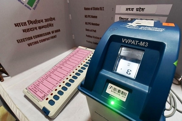 EVM, VVPAT machine on display (Mujeeb Faruqui/Hindustan Times via Getty Images)