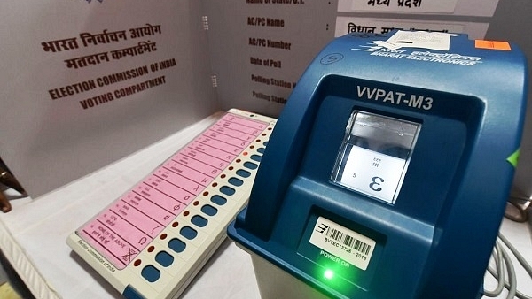 EVM, VVPAT machine on display (Mujeeb Faruqui/Hindustan Times via Getty Images)