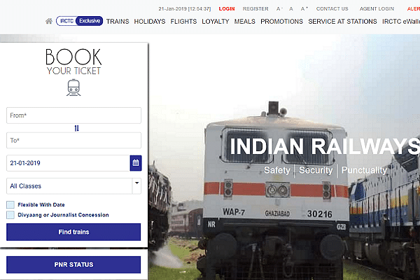 IRCTC website for PC (Screengrab)