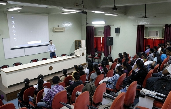 Representative image of students at a college classroom (Kalpak Pathak/Hindustan Times via Getty Images)