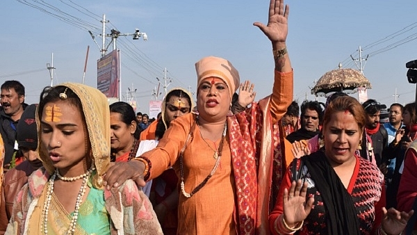 Transgender ‘Kinnar Akhara’ members at Prayagraj (Satyam Shrivastav/Hindustan Times via Getty Images)