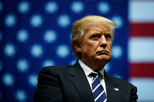 US President Donald Trump during a rally in Michigan. (Photo by Drew Angerer/Getty Images)