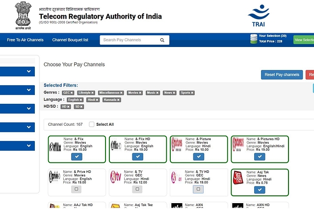 The application curates a list of channels where you can make your picks after taking you through various steps (Screen grab of website channel.trai.gov.in)