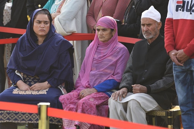 Family members of Ashok Chakra awardee Late Lance Naik Nazir Ahmad Wani after Republic Day celebrations at Rashtrapati Bhawan in New Delhi. (Sonu Mehta/Hindustan Times via GettyImages)