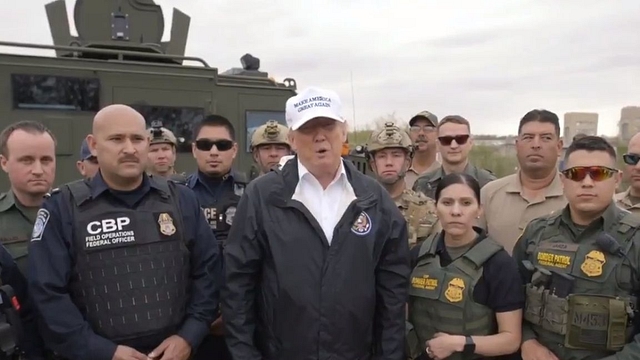 Donald Trump With Law Enforcement Officials and Border Patrol Agents (Screengrab Of The Video Posted By @realDonaldTrump/Twitter)