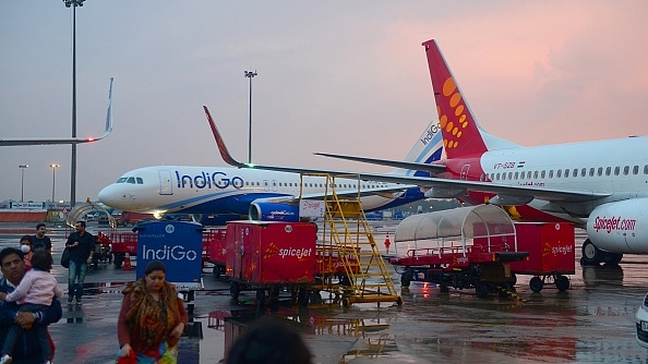 Indigo and Spicejet Aircraft at the Indira Gandhi International Airport in Delhi (Representative image) (Ramesh Pathania/Mint via Getty Images)