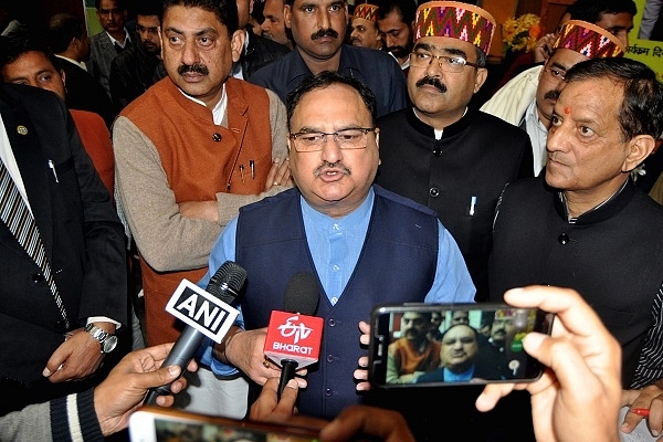 Health Minister JP Nadda addressing the media (Shyam Sharma/Hindustan Times via Getty Images)