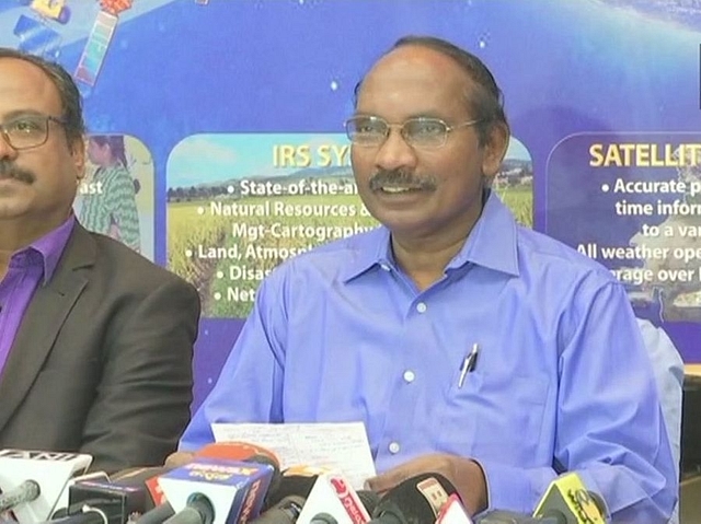 ISRO Chief K Sivan addresses the media. Image courtesy of ANI.&nbsp;