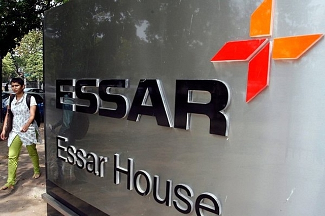 Signage in front of the Essar Steel building.