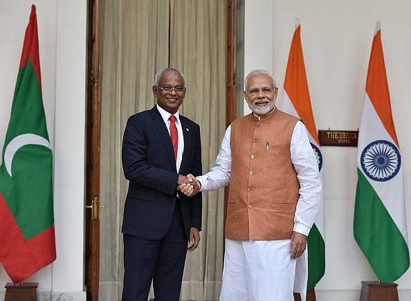 Prime Minister Narendra Modi with Maldivian President Ibrahim Solih (Sanjeev Verma/Hindustan Times via Getty Images)