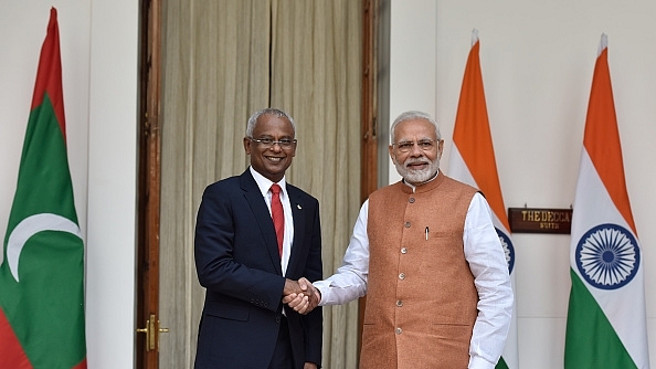 Prime Minister Narendra Modi with Maldivian President Ibrahim Solih (Sanjeev Verma/Hindustan Times via Getty Images)