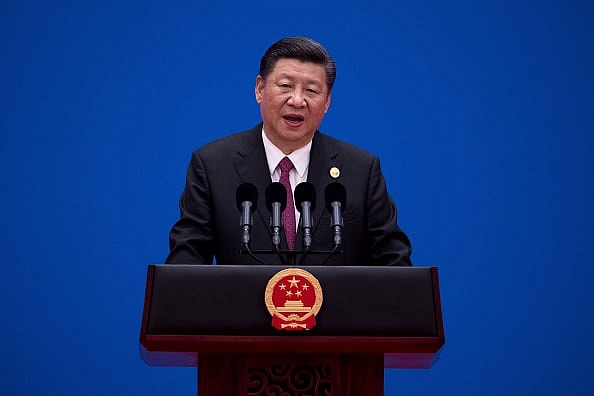 Xi Jinping speaking at a Belt and Road Initiative conference in Beijing. (Photo by Nicolas Asfouri-Pool/Getty Images)