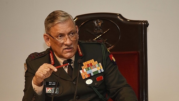 General Rawat speaking at the annual press conference at the Manekshaw Centre at the Delhi Cantonment (Vipin Kumar/Hindustan Times via Getty Images)