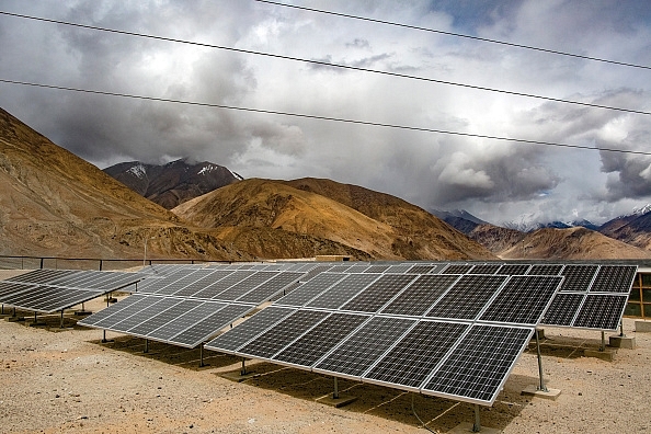 Solar panels in Ladakh, Jammu &amp; Kashmir. (Photo by Allison Joyce/Getty Images)