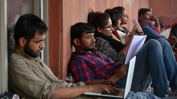 Umar Khalid and Kanhaiya Kumar during a hunger strike (K Asif/India Today Group/Getty Images)