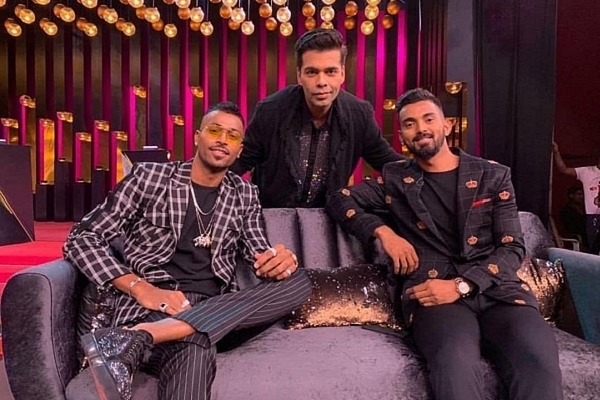 A still from Koffee With Karan featuring Hardik Pandya and K L Rahul (Filmcity World/Facebook)