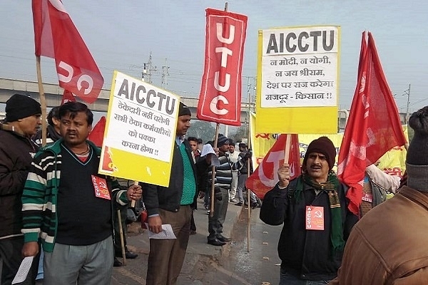 Leftist trade unions supporting the bandh (@ANI/Twitter)