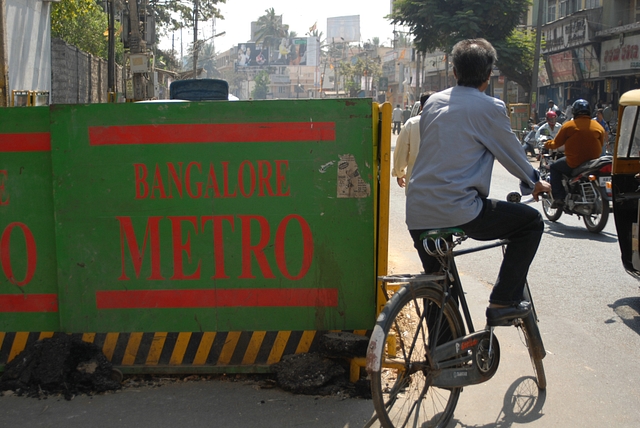 Bangalore Metro Rail Corporation Limited, (BMRCL) project work in progress in Bengaluru. (Photo by Gireesh Gv/The India Today Group/Getty Images)