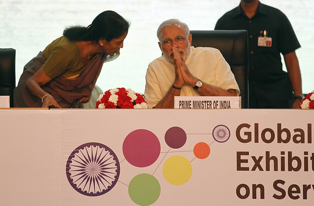 Prime Minister Narendra Modi with Finance Minister Nirmala Sitharaman (Virendra Singh Gosain/Hindustan Times via Getty Images)&nbsp;