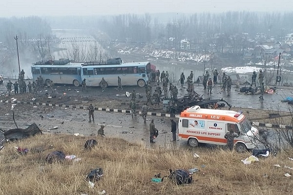 Pulwama terror attack site (@AdityaRajKahul/Twitter)