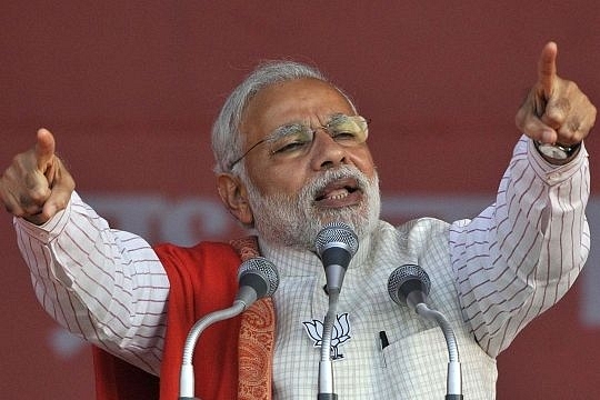 PM Modi at a rally in New Delhi. (Photo by Vipin Kumar/Hindustan Times via Getty Images)