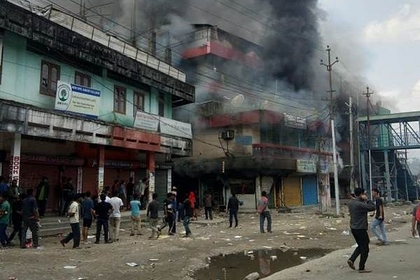 Protesters run riot in Itanagar. (Twitter)