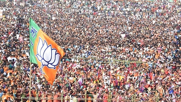 BJP Flag at a rally. (Flickr/Narendra Modi)