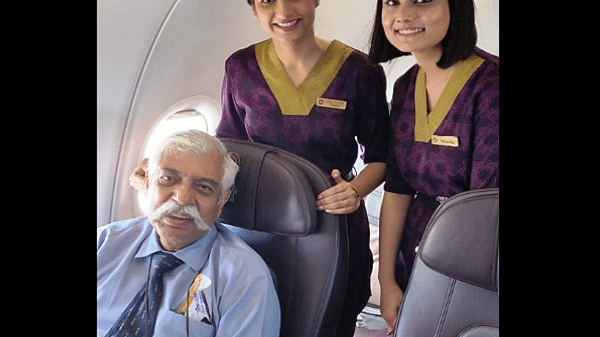 Major General G D Bakshi on board Vistara airline. (File Photo)