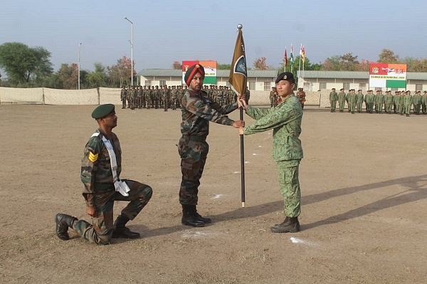 Indian and Singaporean army personnel during the exercise. (@adgpi/Twitter)