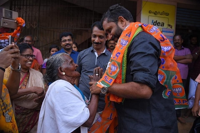 K Surendran of BJP being welcomed/Surendran’s Facebook page