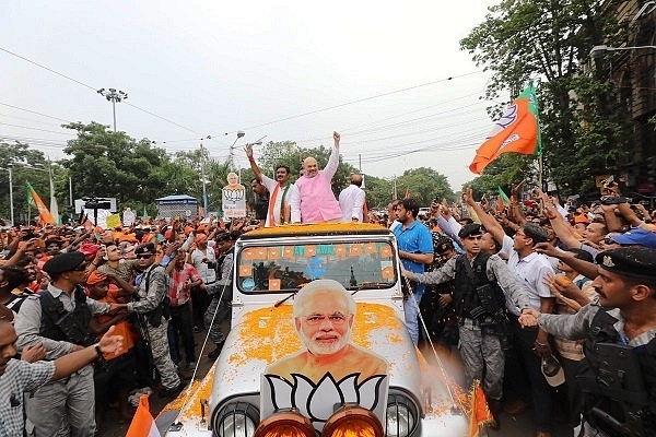 Scene from Amit Shah’s road show in Kolkata (@AmitShah/Twitter)