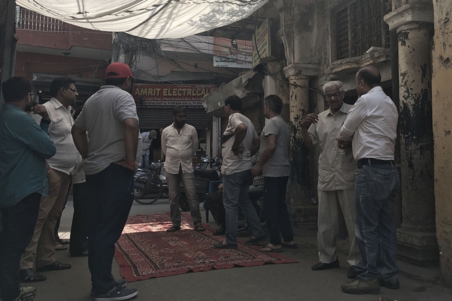 Outside Dhruv Raj Tyagi’s house in Basai Darapur village&nbsp;