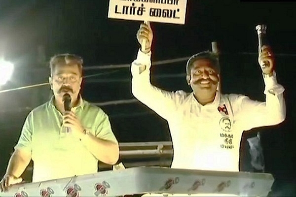 Kamal Haasan at the rally in Aravakurichi (@ANI/Twitter)