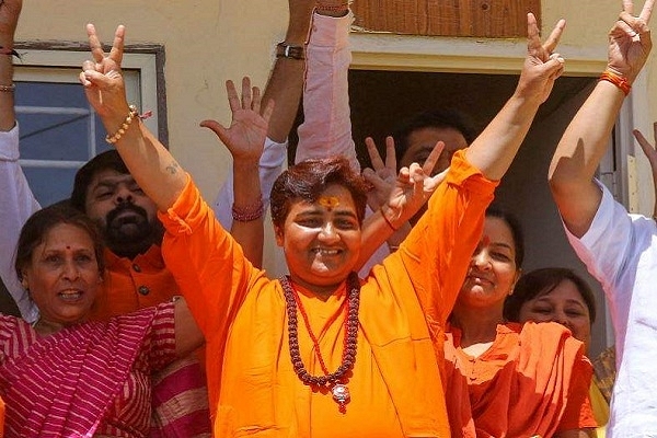 Sadhvi Pragya with her supporters.