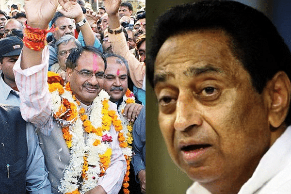 Shivraj Singh Chouhan - left, Kamal Nath - right&nbsp;