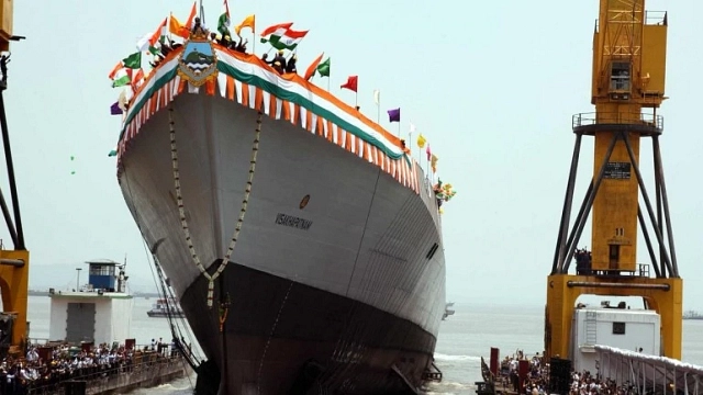 INS Visakhapatnam destroyer at Mazagon Docks Ltd (MDL) Mumbai. (Photo: Livefist)