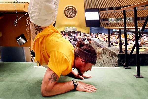 Yoga instructor performing an aasan