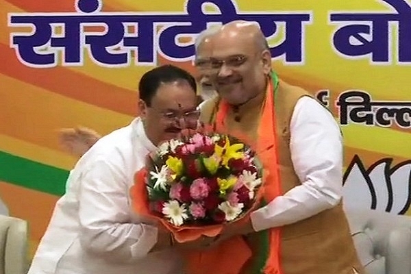 Amit Shah congratulating J P Nadda (@ANI/Twitter)