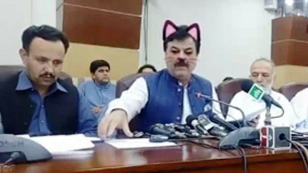 Pakistan’s Khyber-Pakhtunkhwa Government Live Streams Facebook Press Conference With Cat Filter On 