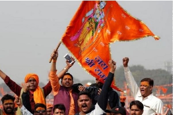 People chanting Jai Shri Ram slogan.