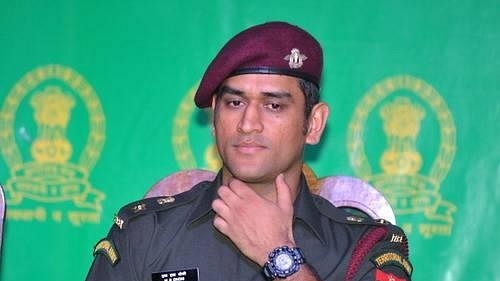 Former Indian skipper and Lieutenant Colonel (Honorary) MS Dhoni. (image via Debu Das/Facebook)