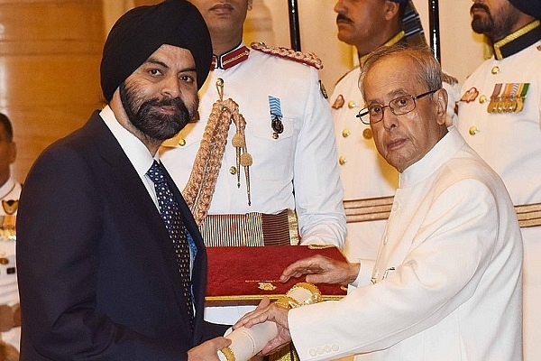 Mastercard CEO Ajay Banga with Former President Pranab Mukherjee