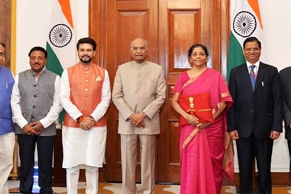 Finance Minister Nirmala Sitharaman holding the Bahi Khata&nbsp;