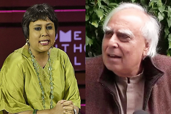 Barkha Dutt - left, Kapil Sibal - right&nbsp;