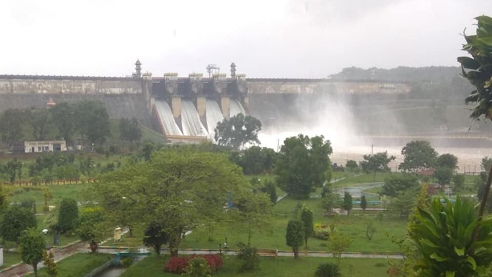 Harangi Dam, Madikeri letting out more water amidst incessant rain.