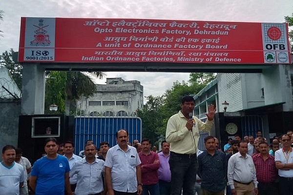 Ordnance factory workers in Dehradun. (Pic via Twitter)