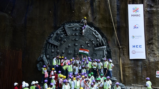 The jubilant HCC workers after finishing the boring of the 3.82km tunnel connection the CST and Mumbai Central Stations of Mumbai Metro Phase III. (Image Source:- Twitter/@MumbaiMetro3)