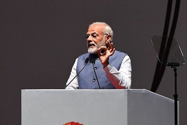 Prime Minister Narendra Modi delivers a speech in Gandhinagar. (PRAKASH SINGH/AFP/Getty Images)&nbsp;