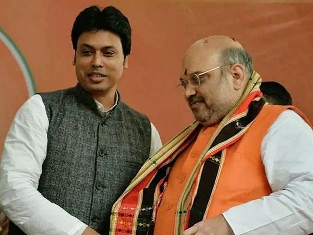 Tripura CM Biplab Deb with Home Minister Amit Shah. (via Twitter)