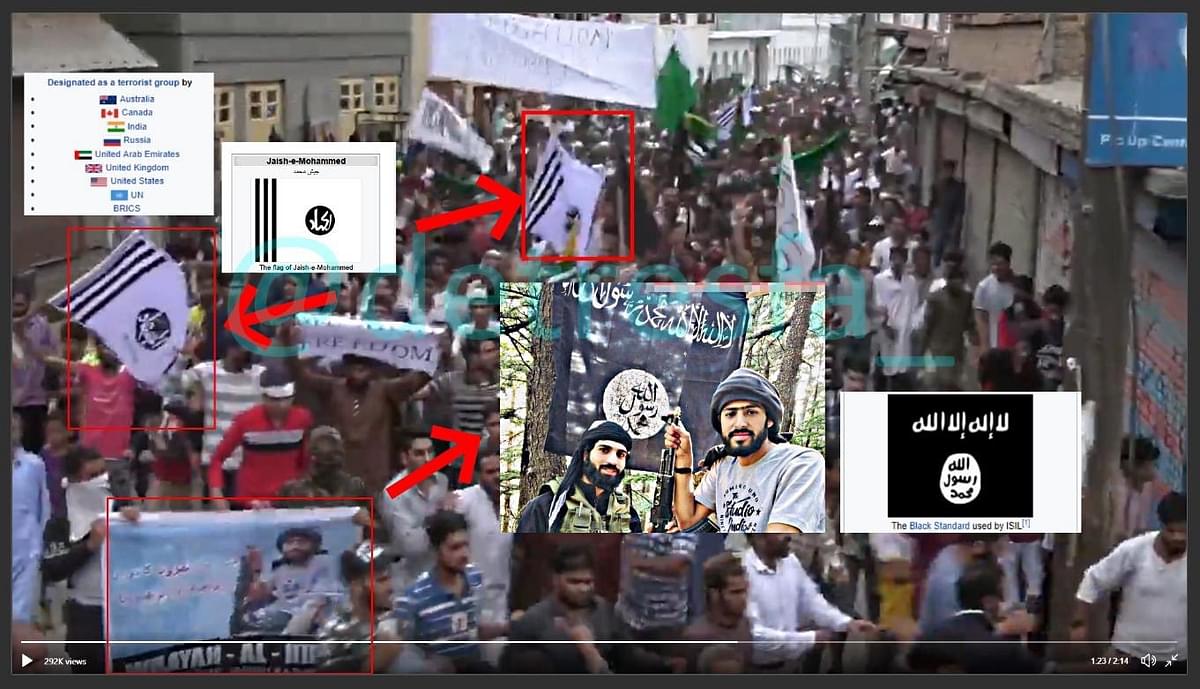 Jaish-e-Mohammad, Islamic State Flags, Slogans For Terrorist Zakir Musa In BBC Video Claiming To Show Kashmir Protests